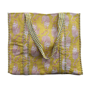 Sac fourre-tout en coton imprimé à la main en Inde, sac fourre-tout pour femmes - Product Image 1