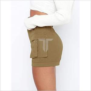 Femmes été décontracté taille haute extensible toile Cargo Jean Shorts séchage rapide respirant Streetwear avec poches - Product Image 6