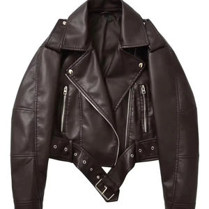 Manteau d'hiver pour femmes avec veste en cuir de style explosion Nouvelles dames Short Denim Lapel Outwear Fashion Trend Tops - Product Image 1