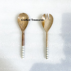 Ensemble de service à salade en bois et émail de qualité supérieure dernière conception d'ustensiles de cuisine vaisselle articles faits à la main meilleur prix abordable - Product Image 5