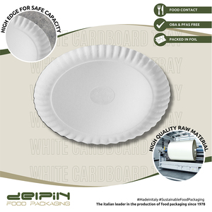 Made in Italy Bandeja ecológica desechable redonda de cartón blanco de diferentes tamaños lista para enviar - Product Image 3