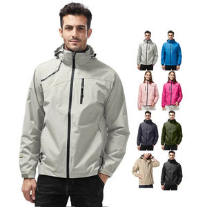 Veste de randonnée imperméable pour homme, coupe-vent multi-panneaux à capuche, légère, pour voyage, avec fermeture éclair - Product Image 1