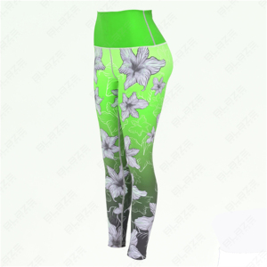 Leggings taille haute de yoga pour femmes avec logo personnalisé Designer Sublimation Fleur Imprimé Taille élastique Leggings de yoga Pantalon - Product Image 1