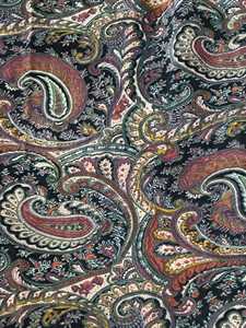 Cortina de Terciopelo de Algodón Negro Estilo Vintage, Cortinas con Estampado Paisley Tradicional, Terciopelo de Algodón de Lujo - Product Image 1