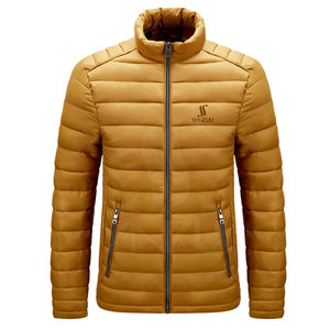 Veste matelassée décontractée High Street pour hommes, couleur unie, design unique, col montant, tissu tricoté pour l'hiver, finition à glissière de haute qualité - Product Image 1