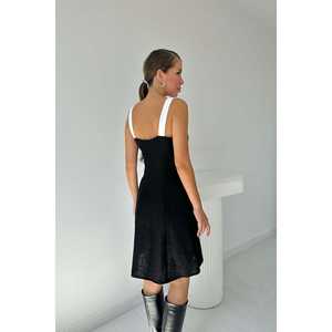 Robe de cocktail à bretelles noire et blanc cassé avec poches décoratives – Vente en gros - Product Image 5