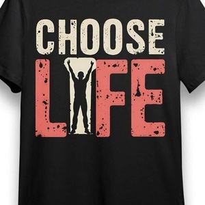 T-shirt pour homme avec motif Choose Life Graphic Noir 100% Cotton Tee Shirt Causal Wear Trendy Breathable 100% Cotton T-shirt RRI-TS-07 - Product Image 5