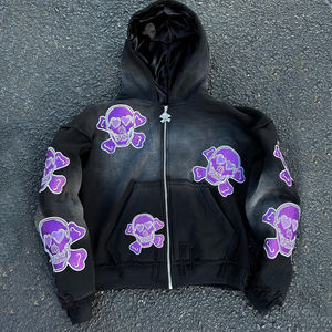 Sudaderas con capucha lavadas Vintage de algodón pesado Conjuntos de pantalones de chándal Logotipo bordado personalizado Hombres Chándal de dos piezas Conjuntos de chándal - Product Image 2