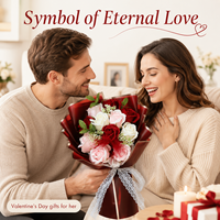 Bouquet de roses artificielles réalistes parfumées faites à la main en gros avec boîte carrée Cadeau pour Noël, la Saint-Valentin, un anniversaire