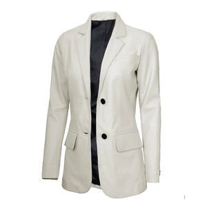 Chaqueta Blazer de Piel de Oveja Genuina para Mujer, Estilo Elegante y Moderno, Estilo Motociclista, Tinte Liso, Cierre Cruzado, Resistente al Viento y Transpirable - Product Image 1