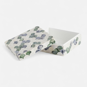 Boîte de rangement décorative en nacre faite à la main, élégante incrustation de coquillages, accent pour la maison - Product Image 2