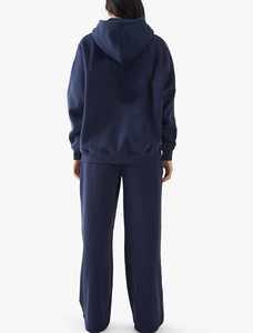 Ensemble de survêtement à capuche pour femmes, tendance, couleurs assorties, vêtements d'automne, confortable, uni, teint, respirant, décontracté, 2 pièces - Product Image 3