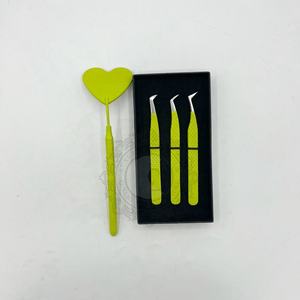 แหนบปลายเงินเคลือบผงสีเขียวอ่อนสำหรับต่อขนตาโลโก้แบบกำหนดเองได้ผ่านการทดสอบอย่างยั่งยืน - Product Image 6