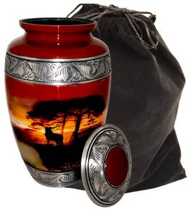 Lovely Natural Scenery URN Large Size 26 Cms High with <b>Velvet</b> <b>Bag</b> Express Shipping Across the Globe - Product Image 3