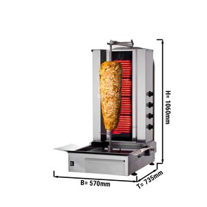 Grill électrique pour kebab (shawarma/gyros) - 4 brûleurs - jusqu'à 60 kg - 7,20 kW - incl. 2 portes doubles - Pour CE - Product Image 3