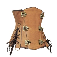 Nouveau Corset Haut Femme 2024 en Cuir Gothique Sexy, à Baleines en Acier, Haute Compression, Effet Ventre Plat, Grande Taille, Couleur Personnalisable