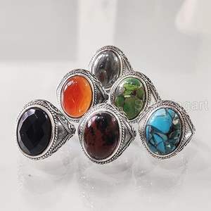 Anillo de Hombre al por Mayor, Turmalina Natural, Rubí, Lapislázuli, Ónix, Granate Rutilado, Piedra Preciosa, Anillo Turco, Joyería, Anillo de Plata de Ley 925 - Product Image 5