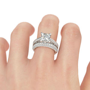Jeulia Classic Princess Cut Sterling Silver Ring Set for Anniversary - Product Image 4