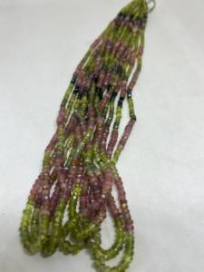 Collar de 7 Hilos de Cuentas Facetadas de Turmalina Multicolor y Esmeralda Natural de 2.70MM a 3.9MM, Longitud de 7 Pulgadas, 273.70 Quilates - Product Image 3