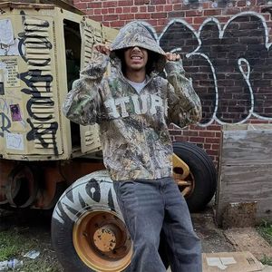 Personalizado recortado Vintage Heavyweight Real Tree Camo apenado parche apliques bordado Zip up Hoodie hombres - Product Image 6