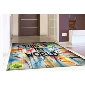 Tapis imprimé graffiti : Tapis My World avec fonction antidérapante, tapis à poils doux - Product Image 4
