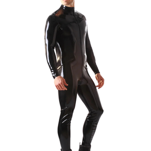 Traje Zentai de Vinilo PU Negro Brillante, Traje Ajustado de Cuerpo Entero, Manga Larga, Disfraz para Fiesta, Cosplay - Product Image 2