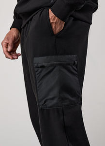 Men's Vintage Mid Black Cotton Sweatpants Elastic Waist Multiple Pockets Casual Joggers Autumn Wear Custom Made - Product Image 3