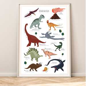 Affiche éducative sur les dinosaures de style moderne, 61 x 91,5 cm, décoration murale - Product Image 2