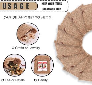 ถุงของขวัญขนาดเล็กถุงผ้ากระสอบที่มีเชือกดึงนำมาใช้ใหม่ได้ถุงปอกระเจาสำหรับงานวันเกิดงานแต่งงานงานปาร์ตี้วันฮาโลวีนเทศกาลคริสต์มาส - Product Image 6