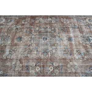 Turkish Vintage Rug, 4.9x8.1 ft Area Rug, <b>Brown</b> Blue Ikat <b>Wool</b> Rug - Product Image 5