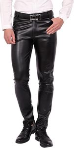 Leggings sexys de cuero genuino de cintura media, transpirables, elásticos, con control de abdomen y botones, pantalones gruesos de color liso. - Product Image 6