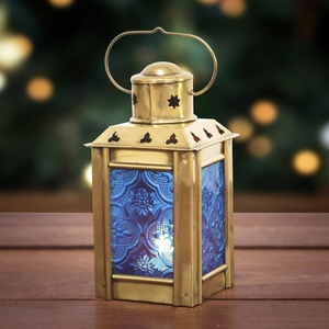 Moroccan <b>Mini</b> Gold Colorful Metal <b>Lanterns</b> Factory Hot Sell Modern Handmade Hanging Candle Stand Holders for Home Wedding - Product Image 1