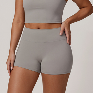 Pantalones cortos atléticos de yoga para mujer de cintura alta ajustados con estilo, pantalones cortos de entrenamiento para mejorar el rendimiento de los glúteos sólidos - Product Image 4