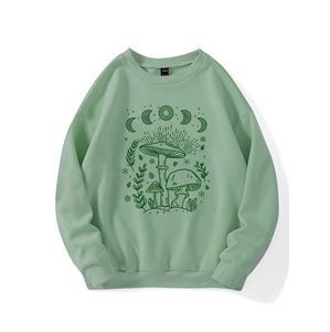 Sudadera con capucha de punto para mujer, elegante y casual, con estampado liso, diseños de invierno de moda, con lentejuelas y técnica de lavado ácido, para capas, 100% algodón. - Product Image 1