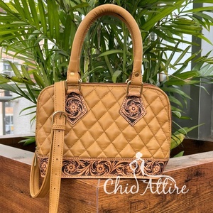 New Style Wholesale Custom Women's Fashion High Quality Hand Tooled <b>Quilted</b> Genuine Leather Crossbody Shoulder <b>Handbag</b> - Product Image 1