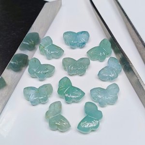 Perles de sculpture en forme de papillon aigue-marine pierres précieuses en vrac naturelles perles sculptées à la main pour la fabrication de bijoux bricolage artisanat en gros - Product Image 3