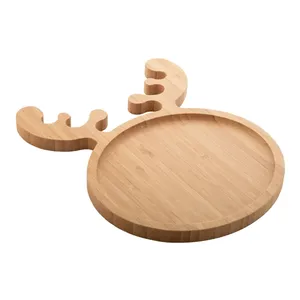 Valipala Plato de Bambú Ecológico con Diseño de Reno para Aperitivos, Vajilla y Decoración para Fiestas - Product Image 1