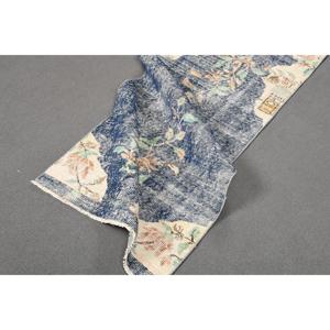 Alfombra vintage, alfombra tipo pasillo de 2.6x6.9 pies, alfombra con diseño de plantas y árboles azules - Product Image 4