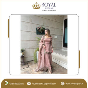 ชุดประจำชาติอินเดีย,ชุดสูท Sharara Salwar/ชุดสูทพาลาซโซปักลายได้เยอะ - Product Image 5