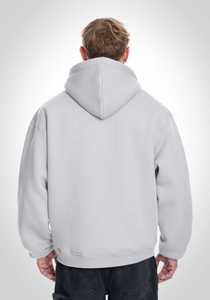 <b>Mens</b> Light <b>Grey</b> Full Zip Hoodie Custom Logo Oversized Sweatshirt Jacket Split Kangaroo Pocket Casual Streetwear OEM ODM - Product Image 2