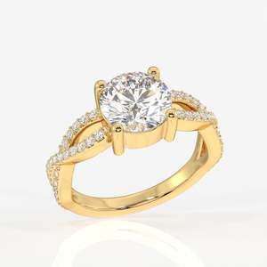 Bague de fiançailles torsadée en or 9 carats avec diamant de laboratoire taille coussin, certifié IGI, plaqué rhodium, bijoux fins pour promesses - Product Image 2