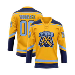 Custom Made Men's Adult 100% Polyester Ice Hockey Jersey Four-Way Stretch Personalized Team <b>Name</b> <b>Sewing</b> Pattern OEM Service - Product Image 2