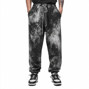 Pantalons de survêtement à jambes larges Tie Dye Lavés pour hommes Streetwear Heavy Fleece Acid Wash Trouser Men 500 GSM Acid Print Sweat Pants - Product Image 2