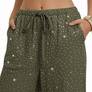 Service OEM Vêtements décontractés pour femmes Pantalons en strass pour l'extérieur Qualité supérieure Prix abordable Pantalons amples pour femmes - Product Image 4