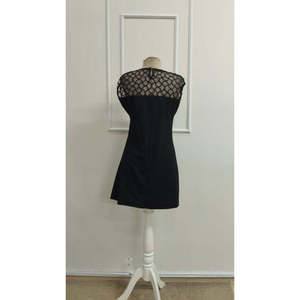 Robe courte en crêpe scintillante à manches courtes et col rond avec détail en tulle pour femme, 33100 - Product Image 5