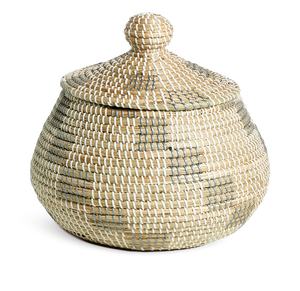 Cesta de almacenamiento de algas marinas tejida a mano con tapa para lavandería, regalo, juguetes, organizador para el hogar, caja de almacenamiento de paja para ropa - Product Image 2