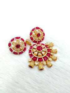 Ensemble de bijoux en or Mosenite lourd pour femme Collier antique avec boucles d'oreilles pour mariage et grandes occasions - Product Image 5