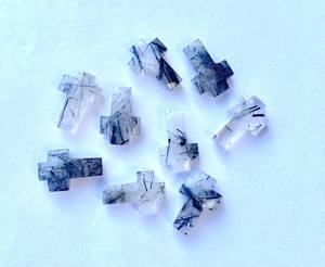 Cuentas facetadas en forma de cruz de rutilo negro Natural, piedras preciosas de 15*10mm, cuentas semipreciosas para collar, anillo, colgante, piedra natal - Product Image 3