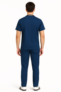 Conjunto de Uniforme Médico Unisex de Algodón y Poliéster con Cuello en V y Estampado en Relieve para Enfermeras y Doctores - Product Image 6