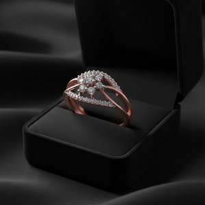 แหวนค็อกเทลทองคำขาว 14K ดีไซน์หรูหรา ประดับเพชร เหมาะสำหรับงานแต่งงาน งานหมั้น งานครบรอบ ของขวัญ หรืองานปาร์ตี้ - Product Image 1